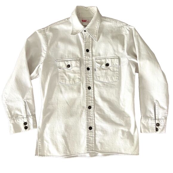 Vintage Levis Big E Shirt Jacket Size Large White - Picture 1 of 8